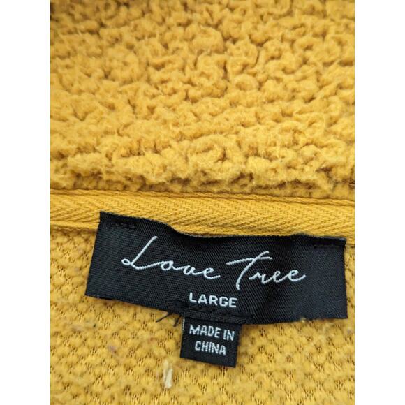 Love Tree Women's Large Gold Mustard Yellow 1/4 Zip Sweater large front pocket - Picture 3 of 14